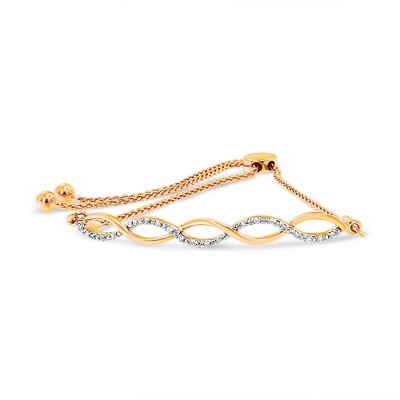 Silver Diamond Infinity Twist Bolo Bracelet - Yellow