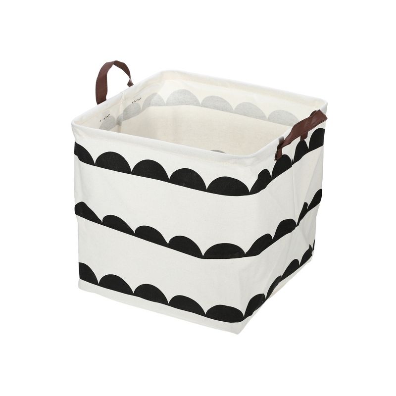 Unique Bargains Foldable Square Laundry Basket 1831 Cubic-in Black White 1 Pc Semicircle, 1 of 7