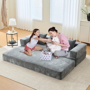 Convertible Sofa Couch Modern Ergonomic Foam Support with Washable Cover for Living Room Apartment 77.95W - 3irtyhousy - 1 of 4