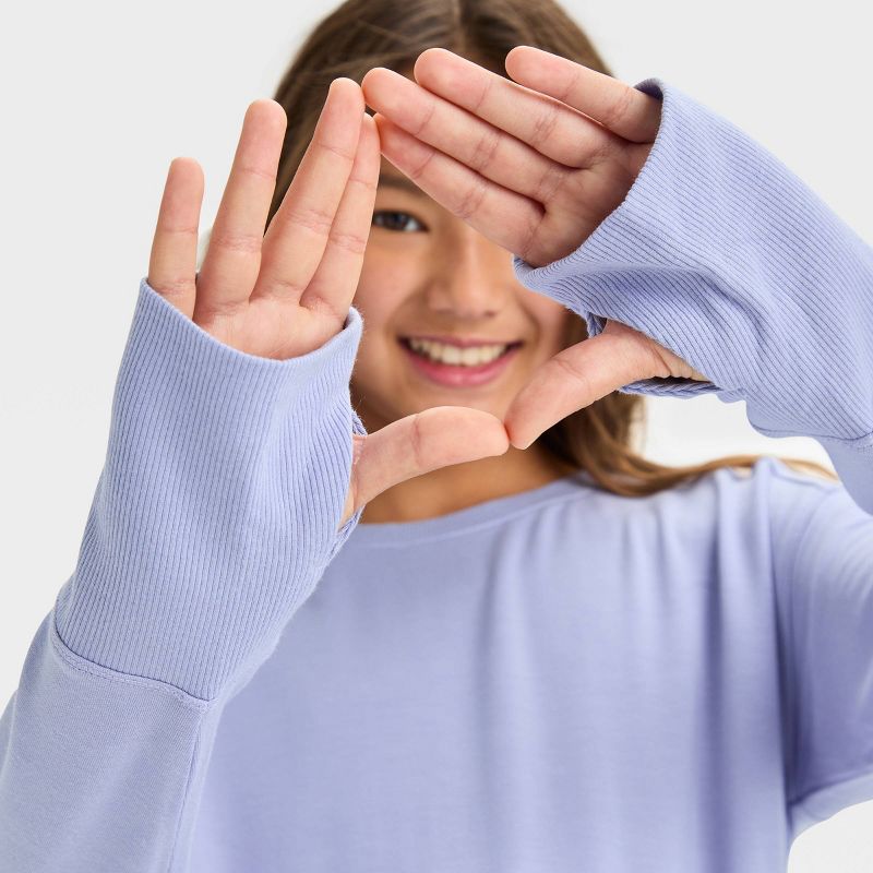 Girls' Cozy Lightweight Fleece Crewneck Sweatshirt - All In Motion™, 4 of 5