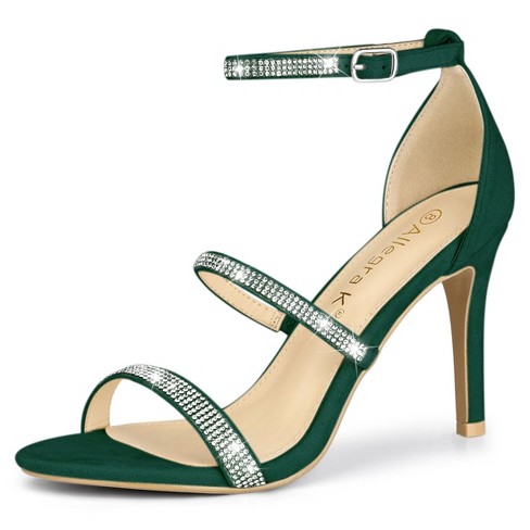 Heeled sandals with rhinestone straps