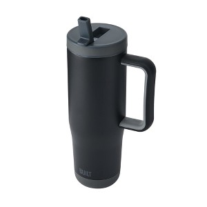 BUILT 40 Ounce Double Wall Stainless Steel Cascade Tumbler with Flip Up Straw Lid and Handle, Hot or Cold Tumbler - 1 of 4