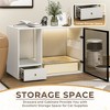 ATJafurn Cat Litter Box Enclosure Modern Furniture Style 37 Inch White, Hidden Kitty Cat Cabinet with Glass Door and LED Strip for Large Cats - 2 of 4