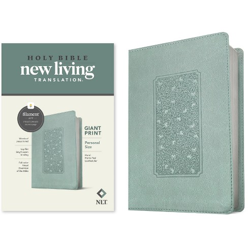 NLT Personal Size Giant Print Bible, Filament Enabled Edition (Red Letter, Leatherlike, Floral Frame Teal) - Large Print (Leather Bound) - image 1 of 1