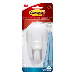 Command 1 Hook 2 Strips Large Sized Bathroom Decorative Hook with Water Resistant Strips White