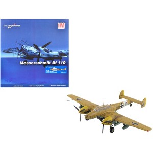 Messerschmitt BF 110E-2 Trop Fighter Aircraft "3U+AR, 7./ZG26, Italy" (1941) German Luftwaffe 1/72 Diecast Model by Hobby Master - 1 of 4