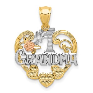 Black Bow Jewelry 14k Two Tone Gold and White Rhodium #1 Grandma Hearts Pendant, 20mm - 1 of 4