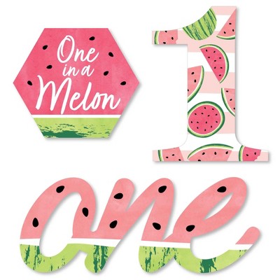 Big Dot of Happiness 1st Birthday One in a Melon - DIY Shaped Fruit First Birthday Party Cut-Outs - 24 Count