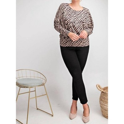 Women's Zebra Suede Plus Top - Easel