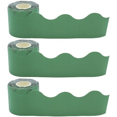 Teacher Created Resources Scalloped Rolled Border Trim 2.1875" x 50' Green Solid 3/Pack (TCR8940-3)