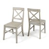 Coolbibila-Dining Chairs Set Of 2, Farmhouse Armless Chairs,  Acacia Wood Dining Chairs, Patio Dining Chairs - 2 of 4