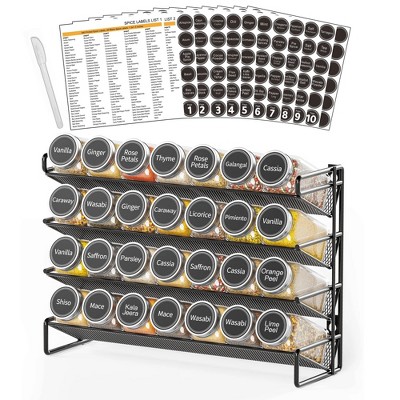 LunaLulinlk Spice Rack Organizer with 28 Jars, 4.33"D x 13.33"W x 10.5"H, Black