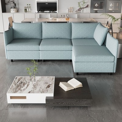 NicBex Modular 98.5" L Shape Sectional Sofa Sleeper Couch Set with Storage Space for Living Room