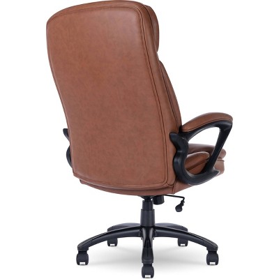 Cognac Faux Leather High Back Executive Swivel Chair
