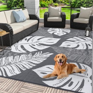 Outdoor Straw Plastic Rug, Lightweight Reversible Patio Rug, Folding Portable Deck Area Carpet, Large Floor Mat for Backyard Garden Camping Picnic - 1 of 4