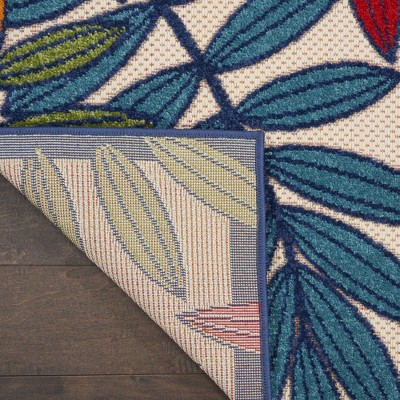 Aloha Multicolor Floral Leaf 2'3" x 10' Synthetic Outdoor Runner