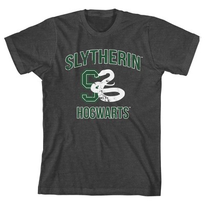 Harry Potter Youth Boys Slytherin Collegiate Charcoal Heather Graphic TShirt