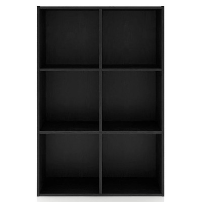 Black 6-Cube Stackable Wood Modular Bookcase