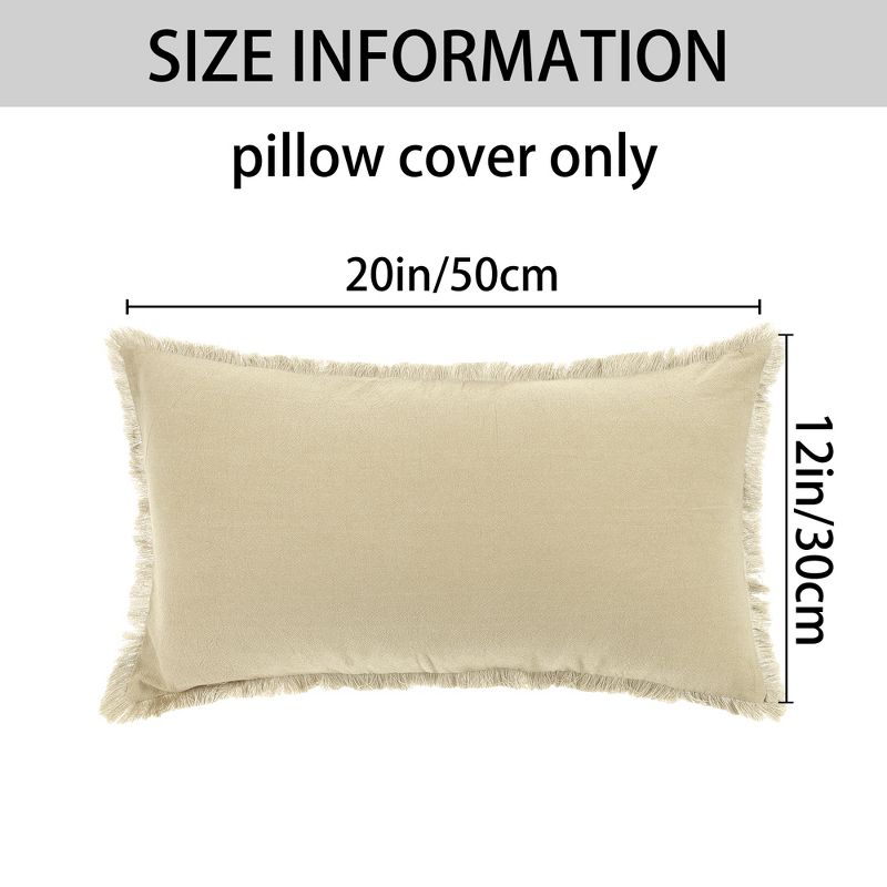 Unique Bargains Farmhouse Sofa Couch Bed Cotton Decorative Throw Pillow Cover with Tassel Trim 2 Pcs, 5 of 7