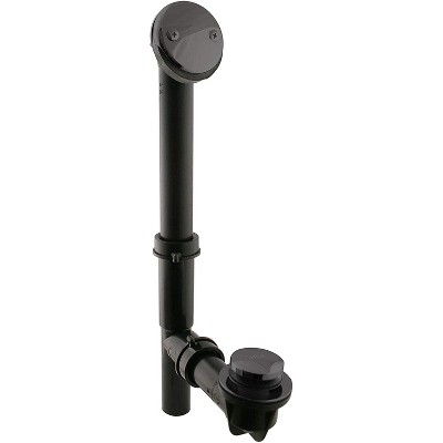 Westbrass 2 x 593144-62 Tubular Polymer Metal 1.5 Inch Diameter Waste Overflow and Tiptoe Shower Bath Drain, Matte Black (2 Pack)