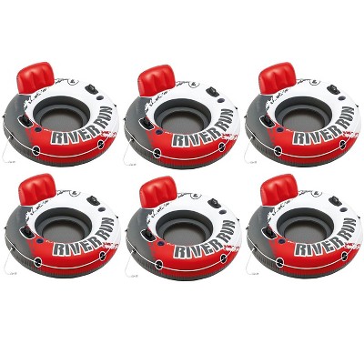 Intex Red River Run 1 Fire Edition Sport Lounge, Inflatable Water Float, 53" Diameter 6 Pack