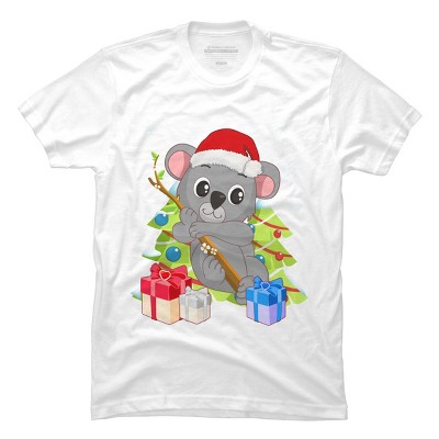 Men's Design By Humans Santa Climbing Koala Bear Christmas T-Shirt By thebeardstudio T-Shirt