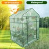 Walk-in Greenhouse with Roll-Up Zipper Door 57 x 57 x 76 Portable 3-Tier 6-Shelf Steel Frame Greenhouse for Indoor Outdoor Garden Patio, Green - 4 of 4