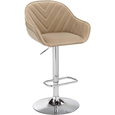 Studio 55D Chrome Swivel Bar Stool 32 1/2" High Mid Century Adjustable with Backrest Footrest Kitchen Counter Height Island Home