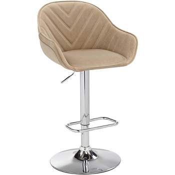 Studio 55D Alta Chrome Swivel Bar Stool 32 1/2" High Mid Century Modern Adjustable Beige Cushion with Backrest Footrest for Kitchen Counter Height