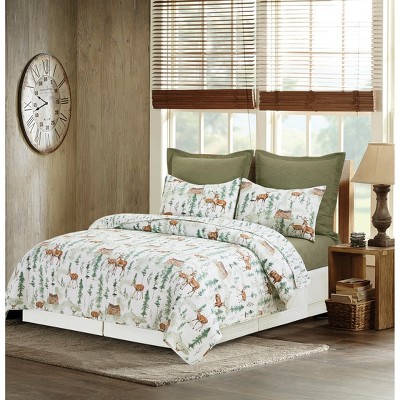 Christopher Forest White Cotton Reversible Full Quilt Set