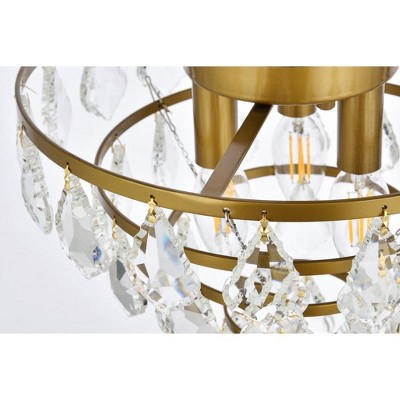 Ella 12-Inch Brass Flush Mount with Clear Crystal
