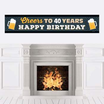Big Dot of Happiness Cheers and Beers to 40 Years - Happy 40th Birthday Decorations Party Banner