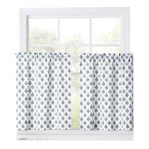 Ellis Curtain Manchester Window Treatment 1.5" Rod Pocket 100% Cotton Curtain Tiers Blue - 1 of 4