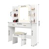 FONTOI Vanity Desk with 2 Drawers and 6 Storage Shelves, Dressing Table with Large Drawers&Open Shelves for Bedroom, White, 15.75"*56.3"*42.5" - 3 of 4