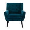 Ridstar Velvet Upholstered Modern Soft Lounge Chair & Accent Chair With Arm Support And Solid Leg-Teal - 4 of 4