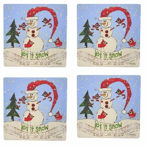 4.0 Inch Snowman Coasters Set/4 Izzy & Oliver Coasters - 1 of 3