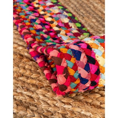 Handmade Blue and Brown Braided Jute 5' x 8' Area Rug