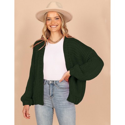 Clearlove Women's Cardigan Soft Pocketed Long Sleeves Casual Knitted Open Front Cardigans Lightweight Sweaters