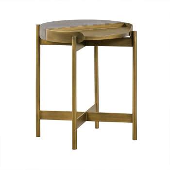 Dua End Table Gray Concrete/Antiqued Brass - Armen Living