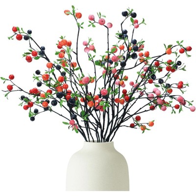 BRINJOY 8-Pack 28-Inch Artificial Berry Stems | Realistic Artificial Berry Vases for Indoor Decoration