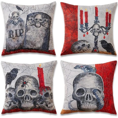 Velvet shop skull pillow