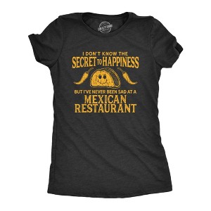 Womens I Don't Know The Secret To Happiness But I've Never Been Sad At A Mexican Restaurant T Shirt - Crazy Dog Women's T Shirt - 1 of 4