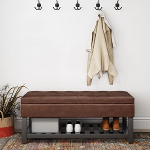 NicBex 43.7" Storage Bench Rectangle Storage Ottoman Bench with Open Bottom for Bedroom, Entryway - 1 of 4