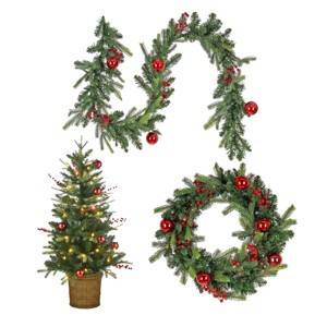 National Tree Company First Traditions 3pc Pre-Lit LED Holiday Greenery Set - 1 of 3
