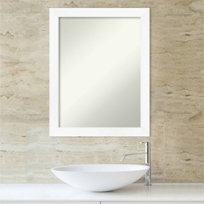 White Matte Rectangular Wall-Mounted Bathroom Vanity Mirror