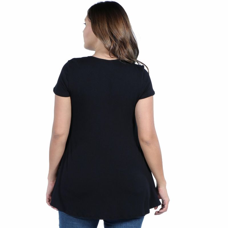 24seven Comfort Apparel Womens Short Sleeve Plus Size V Neck Tunic T Shirt Top, 3 of 5