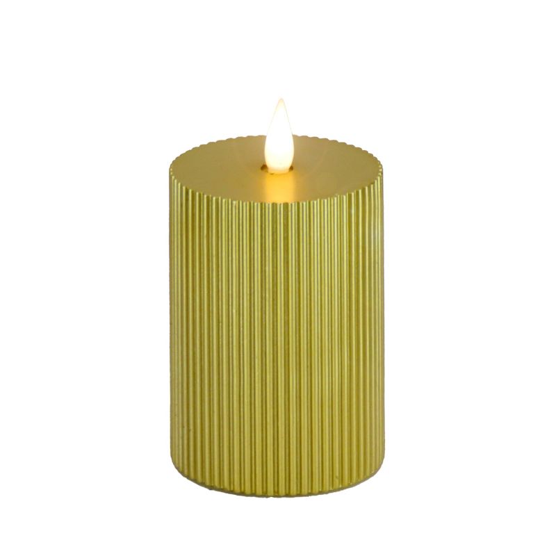 7" HGTV LED Real Motion Flameless Gold Candle Warm White Lights - National Tree Company, 1 of 5