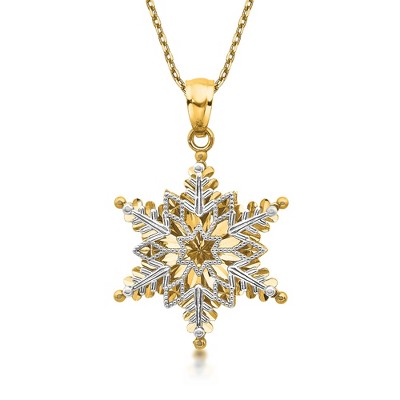 Ross-Simons 14kt 2-Tone Gold Dimensional Snowflake Pendant Necklace Size 18