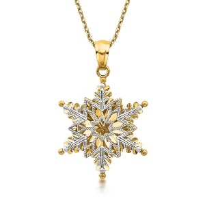 Ross-Simons 14kt 2-Tone Gold Dimensional Snowflake Pendant Necklace Size 18 - 1 of 2