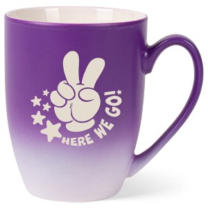 100 North Peace Sign 10 Ounce Purple and White Two Toned Ombre, Comfortably Fits Your Hands, Ceramic Tea Coffee Cup Mug, Here We Go! - 1 of 1